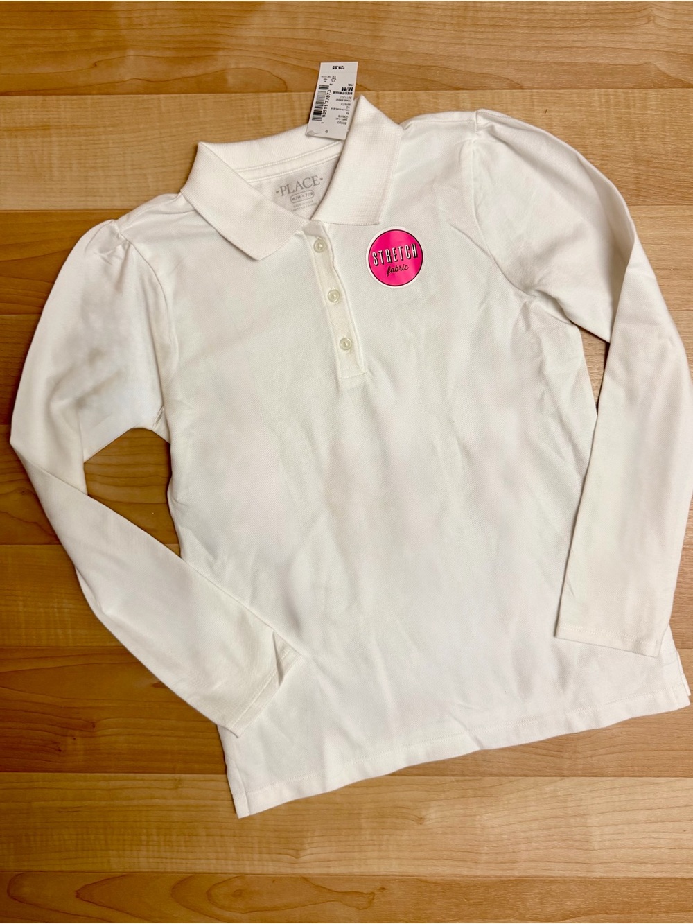 NWT Children's Place Girls White Polo Shirt Size 7/8 Stretch